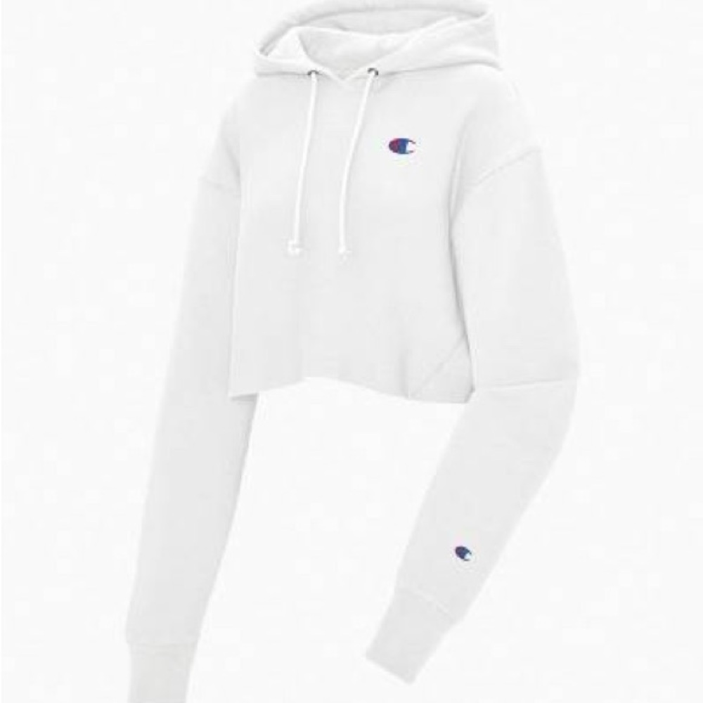 white champion cropped hoodie